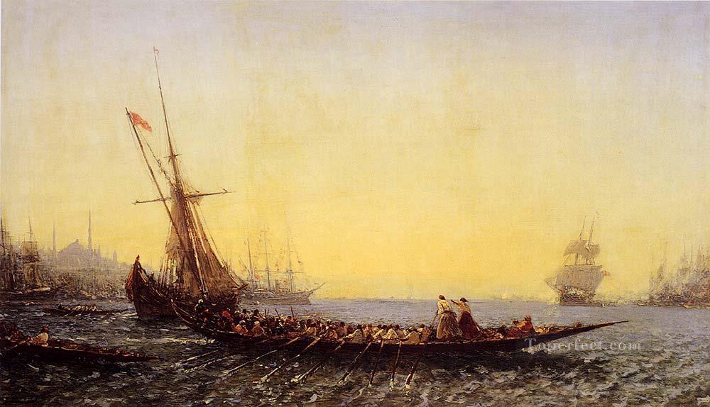Harbour In Constantinople boat Barbizon Felix Ziem Oil Paintings